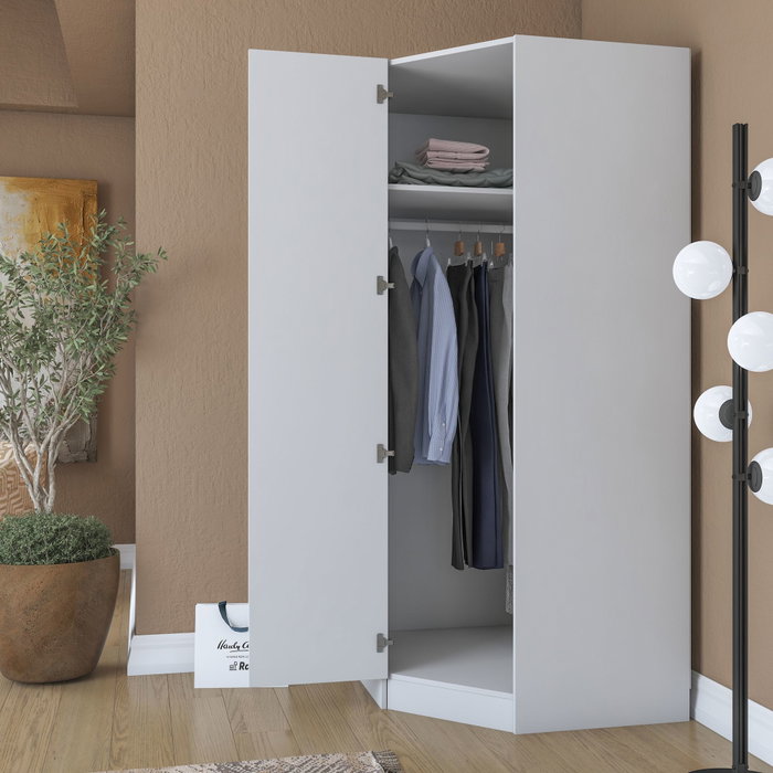 Hanah Home Armario Blanco con Estanterías Hanah Home Armario Blanco con Estanterías